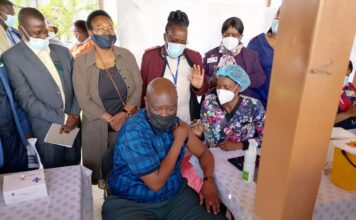 Kgosi Kgomtso Kekana gets a jab at Gauteng Vaccination Campaign